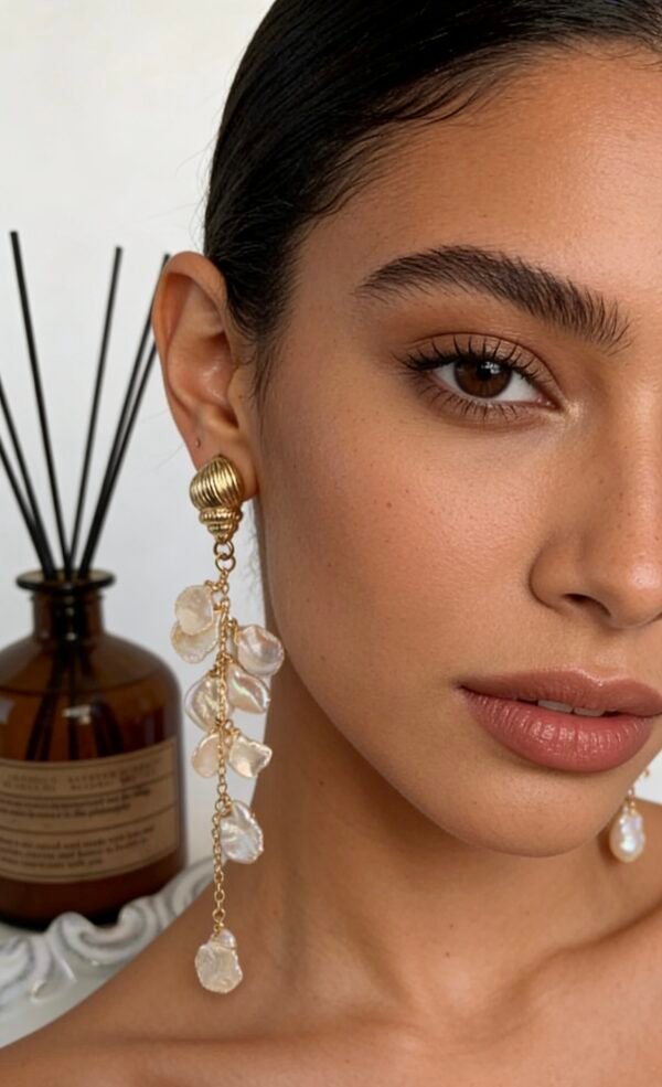 New Natural Baroque Petal Pearl, Shell & Conch Earrings with French Romantic Niche Design Party, Bride& Bridesmaids