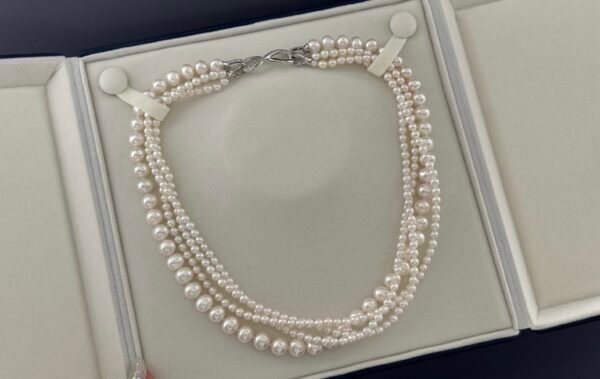 High-Quality Natural Real Pearl Necklace, 3-8mm Freshwater Pearls, 2-in-1 Layered Wear Multi-Style Necklace with Mixed Sizes Pearls